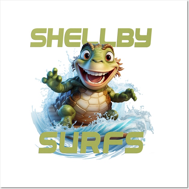 Aquatic Glide Waves Surfing Tee "Shellby" Wall Art by cusptees